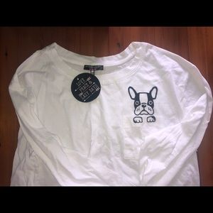 French Bulldog long sleeve cropped top. NWT’s XL